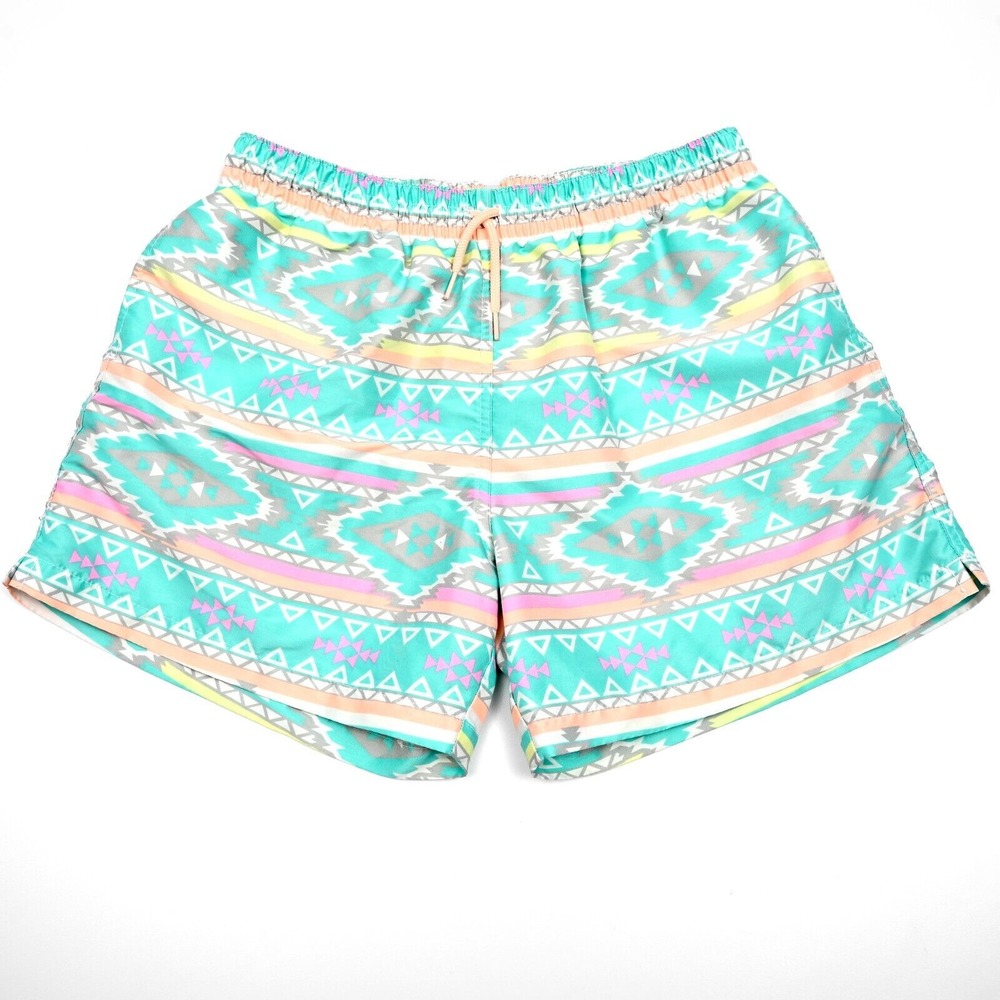 Chubbies Aqua and Pink Patterned Swim Trunks